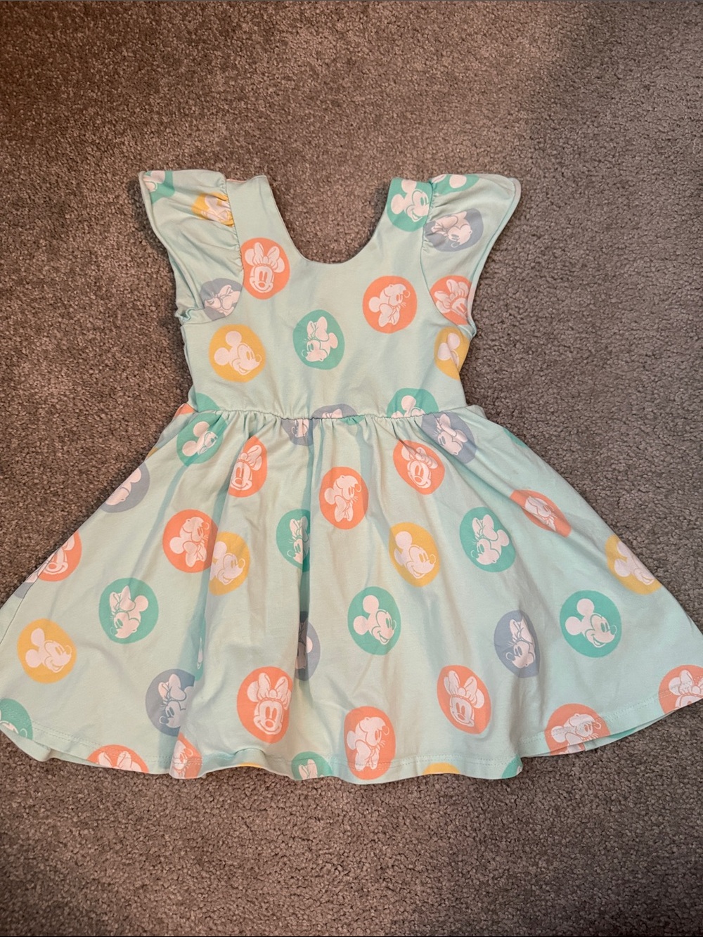 Girls Mint Dress with Pastel Character Circles